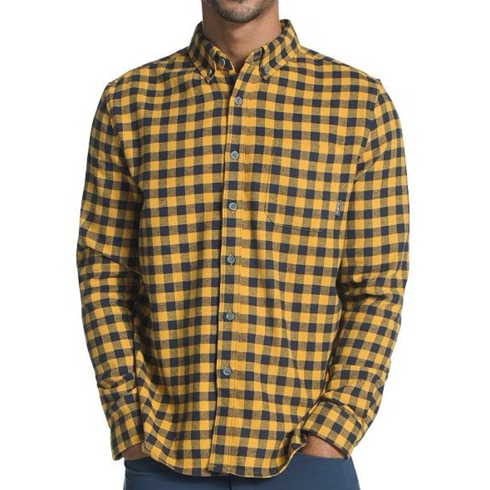 NWT Eddie Bauer Men’s Classic Fit Flannel Button Down Marigold Shirt, size XL